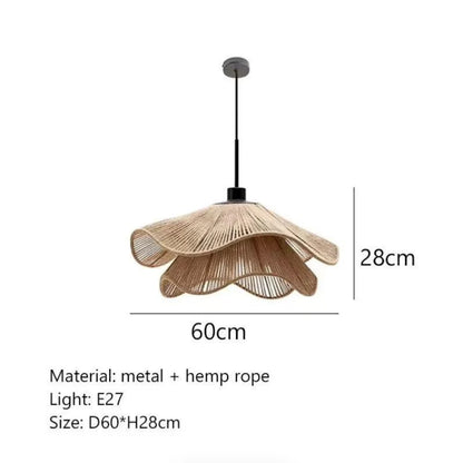 Coiled rope chandelier shade shown at 30 centimetres diameter