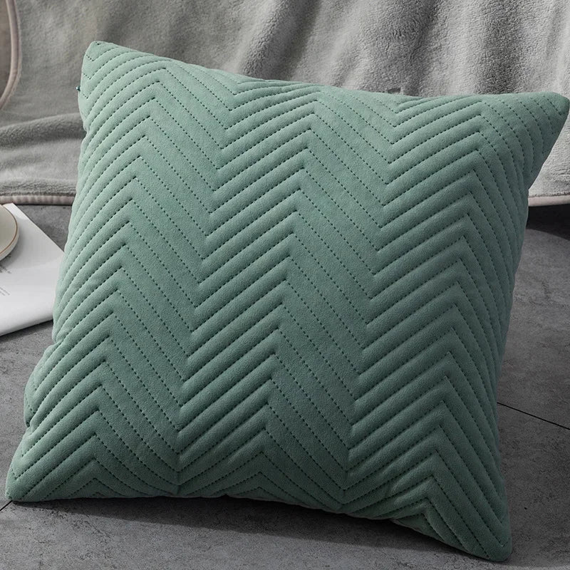 Quilted Velvet Throw Pillow Cover