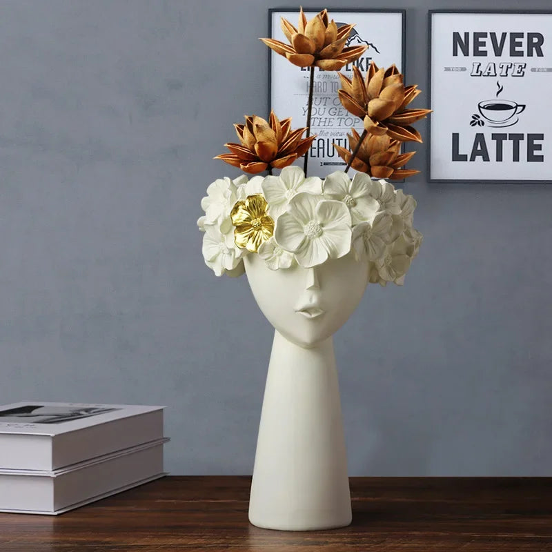 Nordic cute girl flower vase living room desktop décor