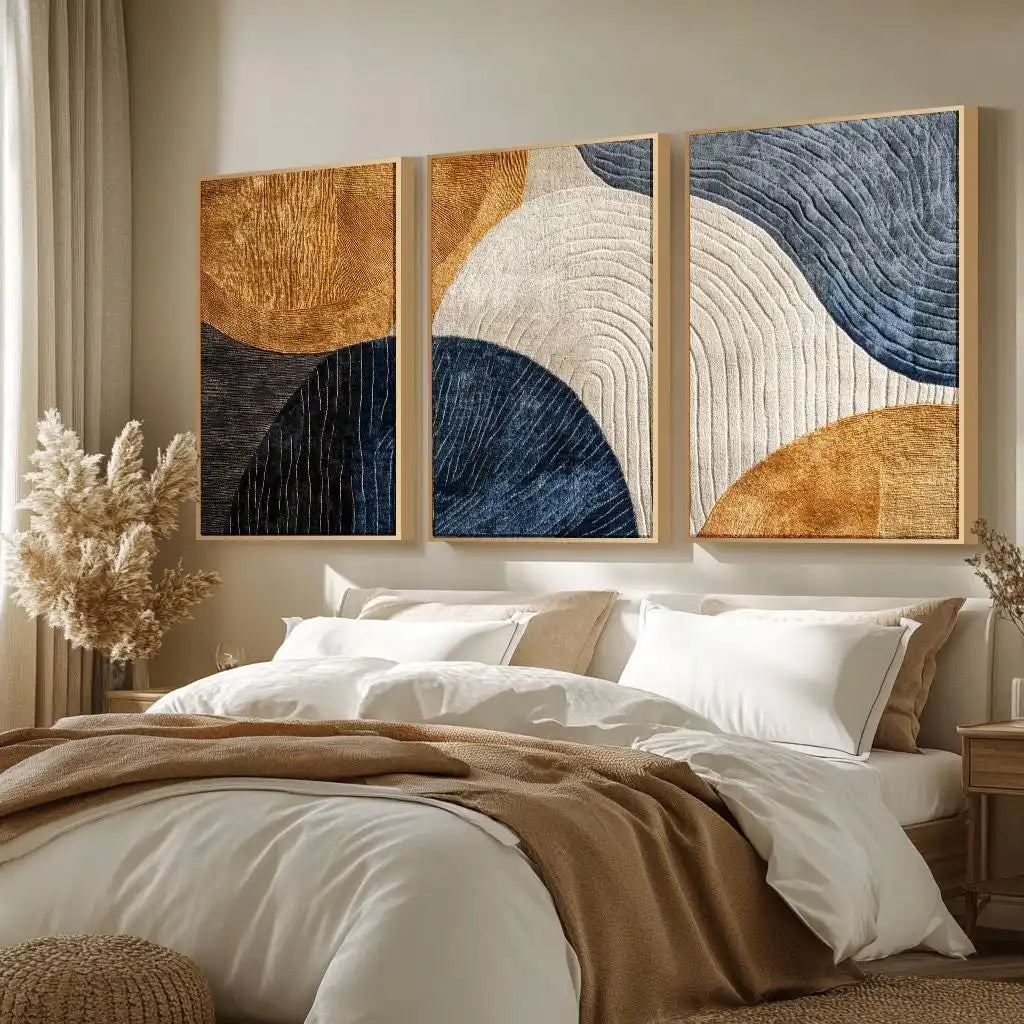 Japandi Nature Abstract Triptych 3-Piece Canvas Set