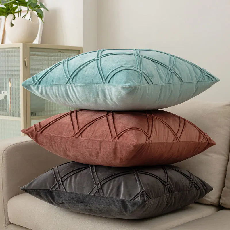 Geometric Velvet Throw Pillow Cover — styling detail