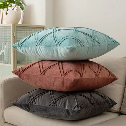 Geometric Velvet Throw Pillow Cover — styling detail