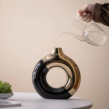 Nordic luxury ceramic flower vase gold for living room wedding