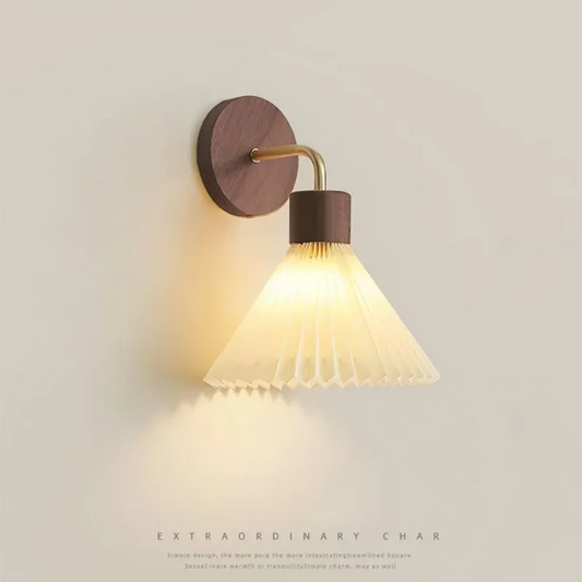 wood wall sconce, front view on white background