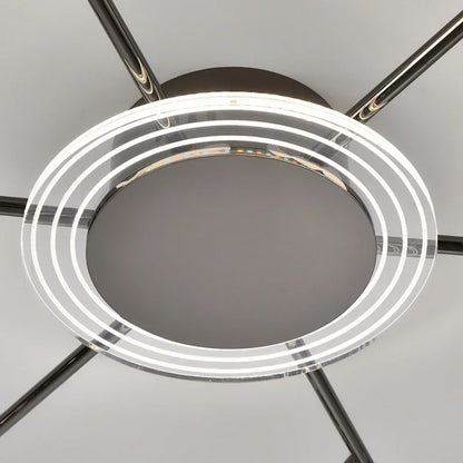 Gold glass ball chandelier with twelve clear globes on a rigid stem
