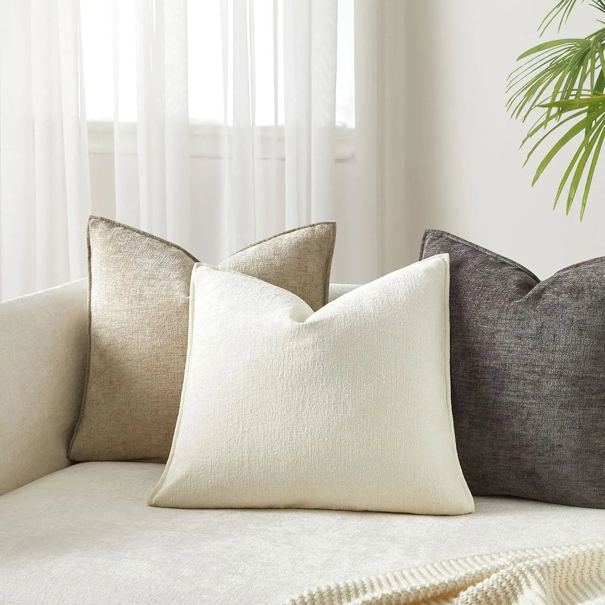 Solid Chenille Throw Pillow Cover — alternate view