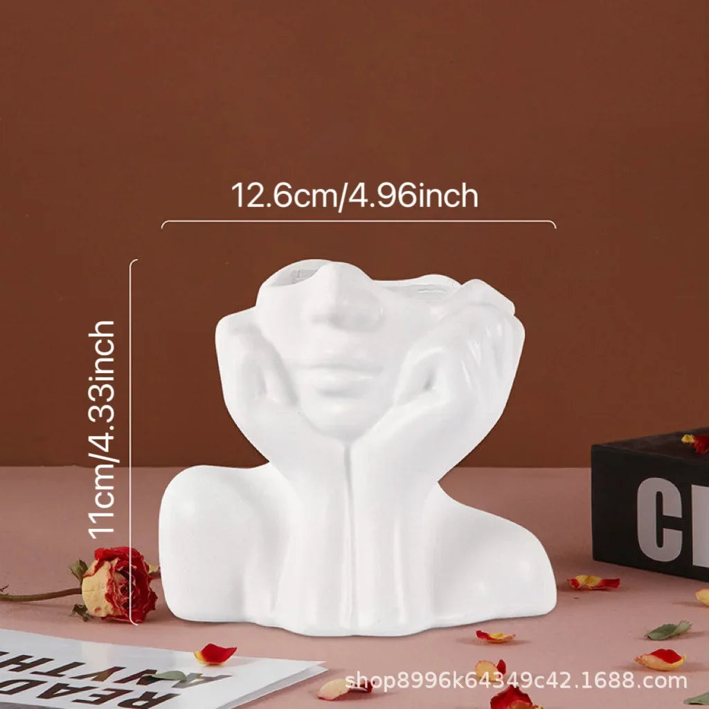 Resin human body art vase gold white black handcraft ornament