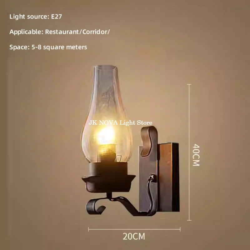 iron wall sconce, side profile showing mounting depth
