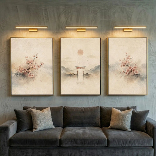 Japandi Wabi Sabi Cherry Blossom 3-Piece Canvas Set
