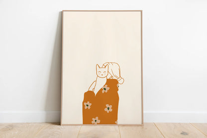 Sleepy Kitten Minimalist Canvas Wall Art Print