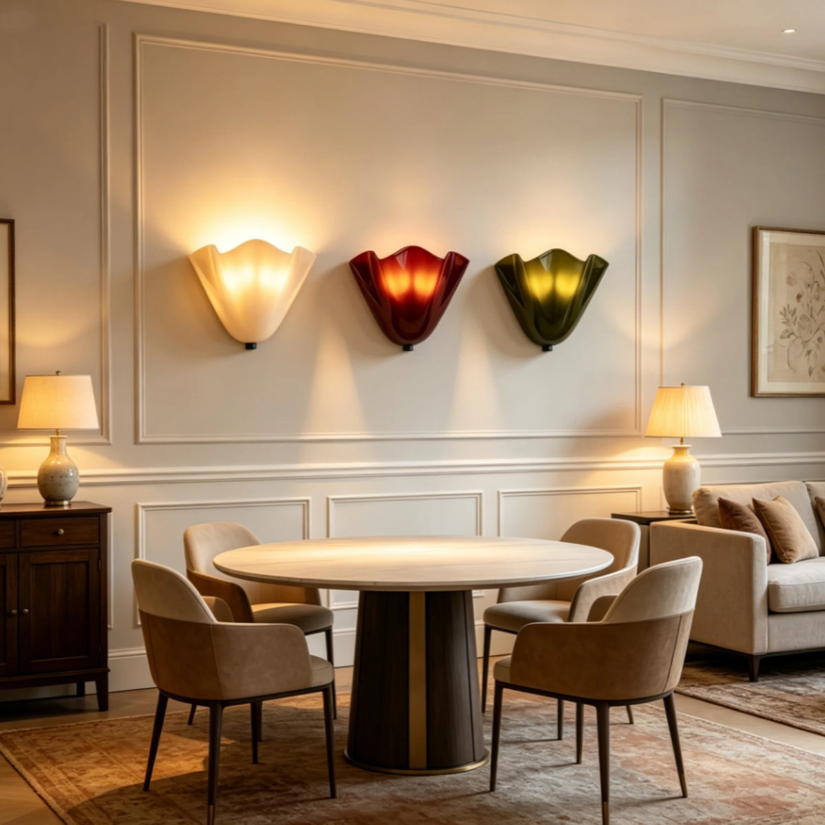 glass wall sconce, side profile showing mounting depth