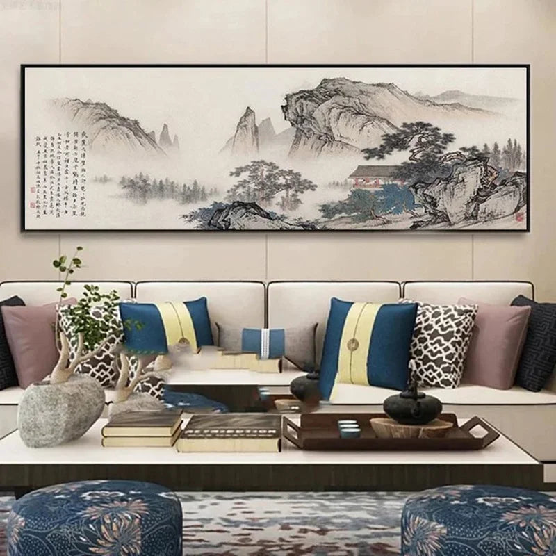 Chinese Landscape Panoramic Canvas Wall Art Print