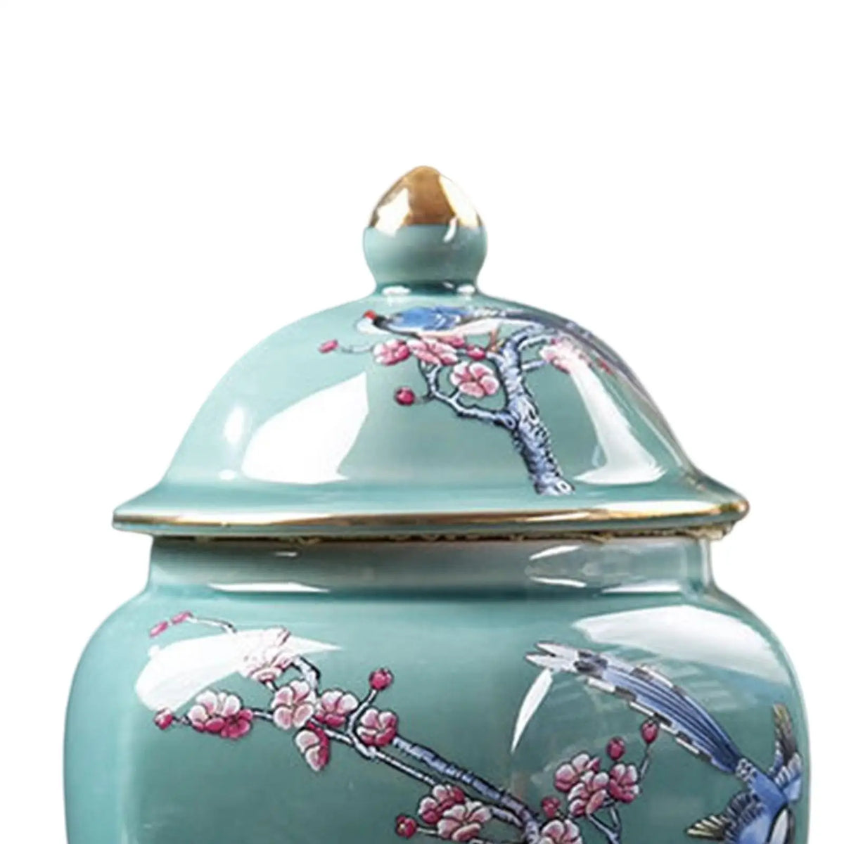 Close-up of glazed ceramic ginger jar texture and finish
