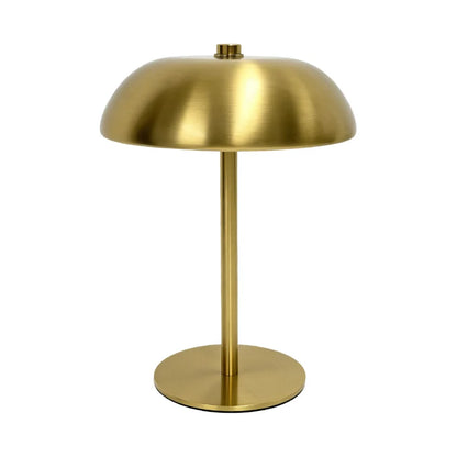 Rechargeable mushroom night light in dark room ambient glow close-up
