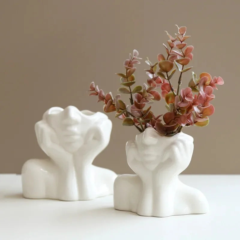 Resin human body art vase gold white black handcraft ornament