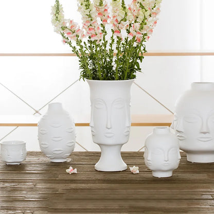 3D lip white pottery vase dry flower insert modern décor