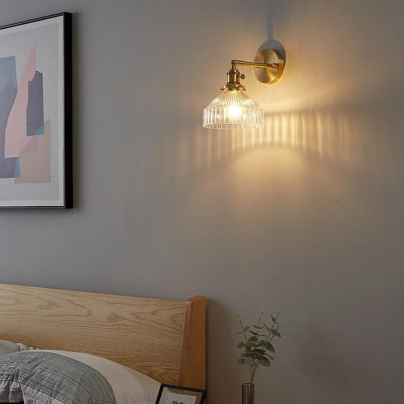 glass wall sconce, side profile showing mounting depth