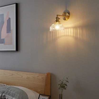 glass wall sconce, side profile showing mounting depth