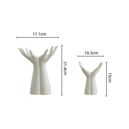 Ceramic hand arm palm sculpture flower vase porcelain art décor