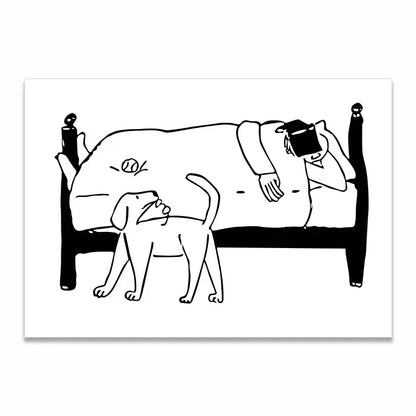 Korean Minimalist Anime Couple Canvas Wall Art