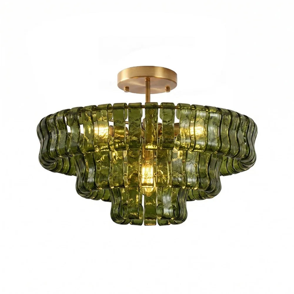 Handcrafted glass chandelier with white light 6000K and E14 lamp holders