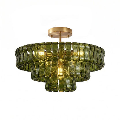 Handcrafted glass chandelier with white light 6000K and E14 lamp holders
