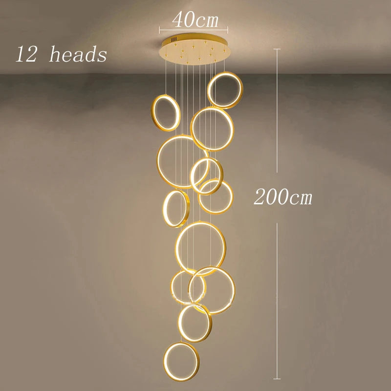Acrylic heads set at staggered depths on an iron chandelier frame