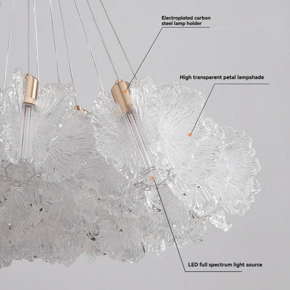 Clear acrylic floral chandelier, 23.6 inches across, on a cord pendant