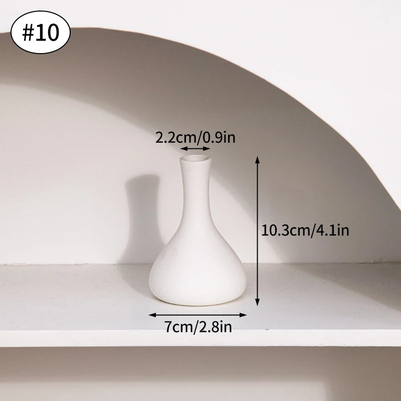 White Nordic Ceramic Flower Vase