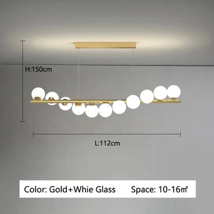 Type B arm layout glass bubble chandelier with eleven lit glass shades