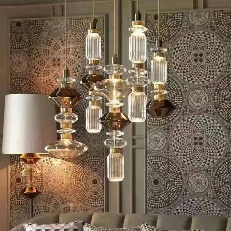 Amber Glass LED Chandelier