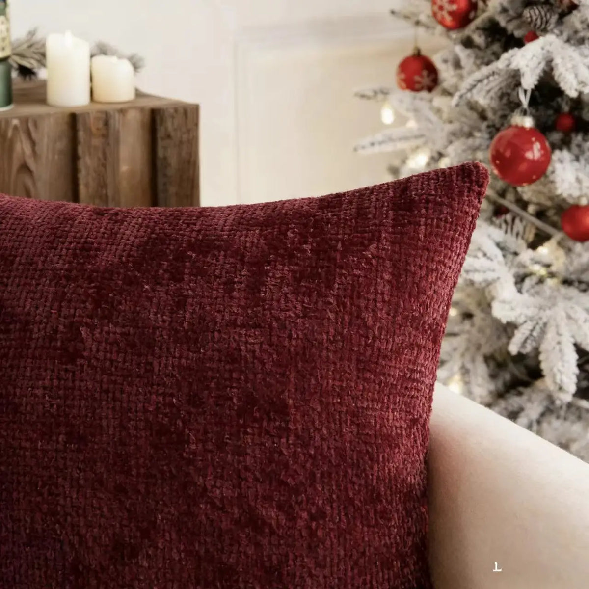 Farmhouse Chenille Throw Pillow Cover — styling detail
