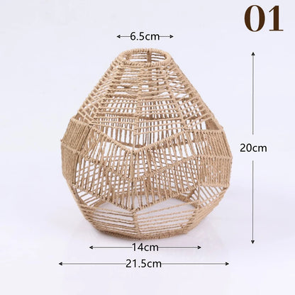 Vintage style wicker chandelier shade with pastoral woven pattern