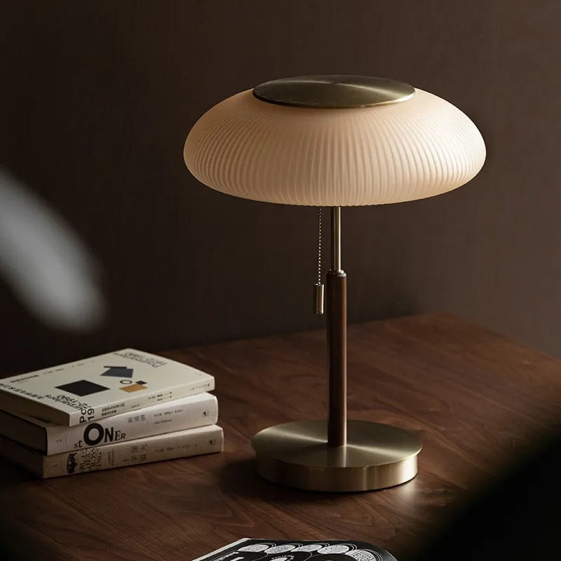 Nordic vintage white glass table lamp warm 3000K EU plug front view