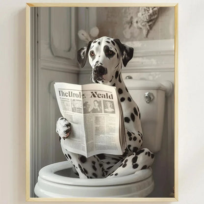 Funny Retro Dog Illustration Canvas Wall Art