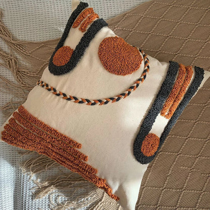 Bohemian Embroidered Tassel Pillow Cover — styling detail