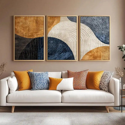 Japandi Nature Abstract Triptych 3-Piece Canvas Set