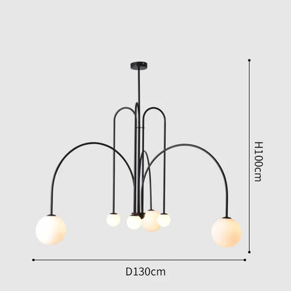 Gold arched chandelier at 39.4 in wide in cold white LED light