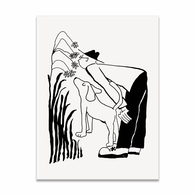 Korean Minimalist Anime Couple Canvas Wall Art