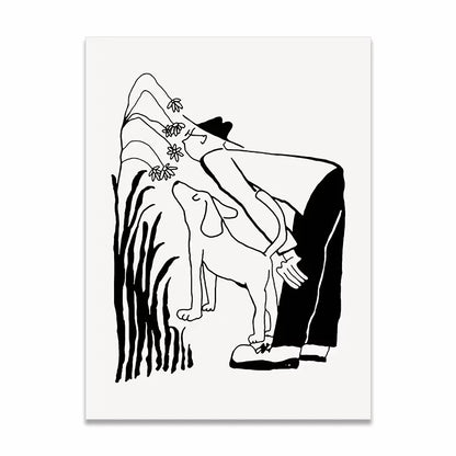Korean Minimalist Anime Couple Canvas Wall Art