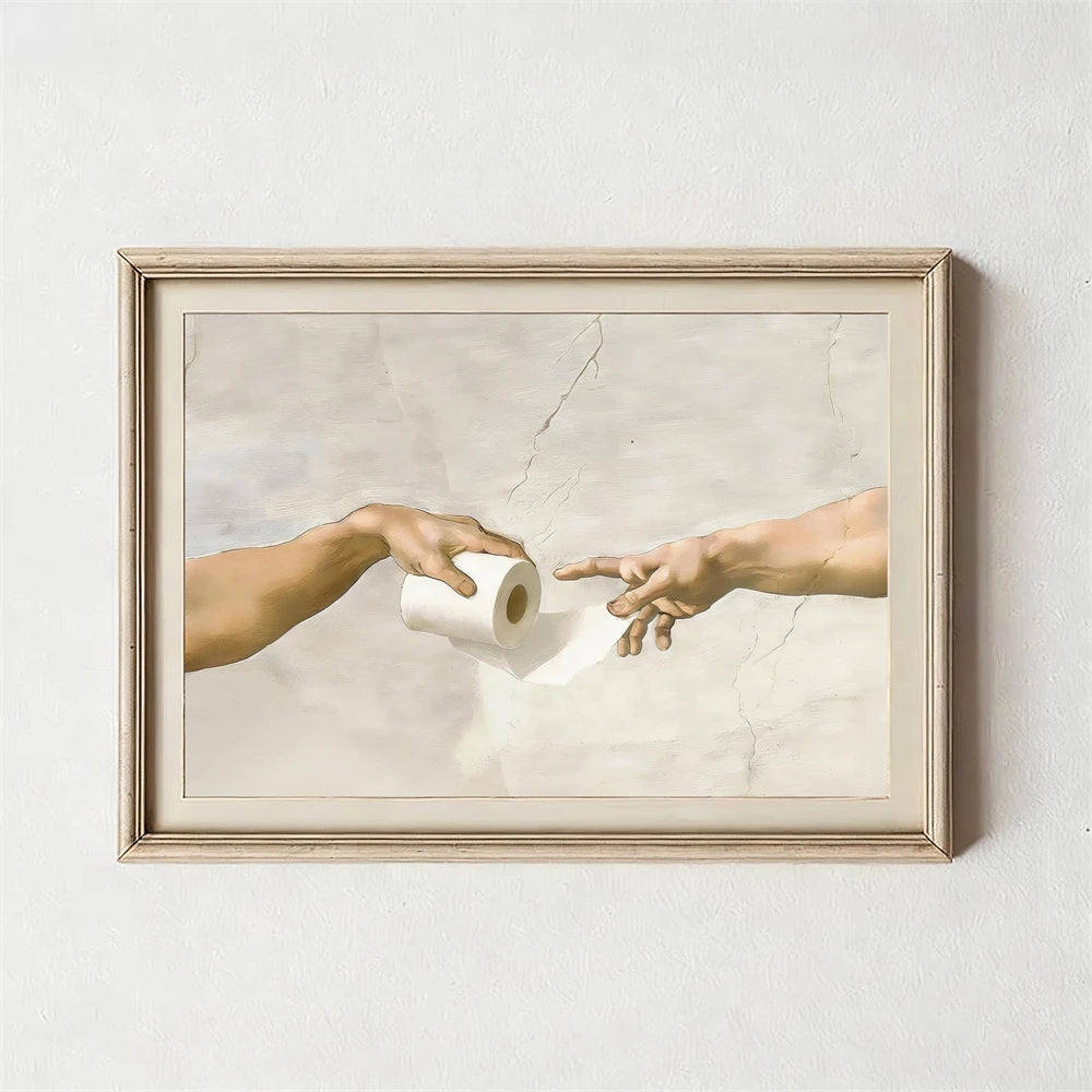 Altered Statue Humorous Bathroom Canvas Wall Art