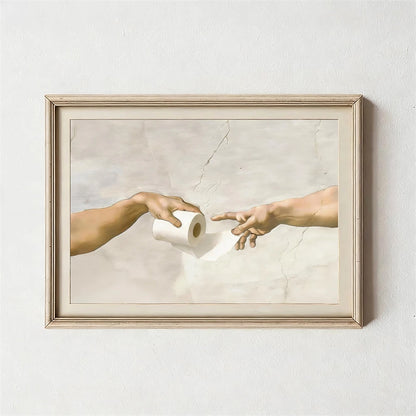 Altered Statue Humorous Bathroom Canvas Wall Art