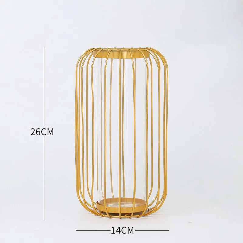 Nordic iron hanging tube vase rose gold office tabletop décor