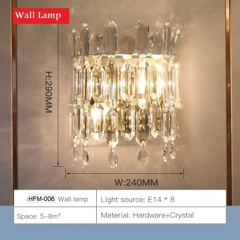 Crystal ring chandelier in gold shown from below with eight light sources