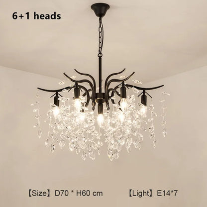 Gold crystal branch chandelier with eleven lights for a living room