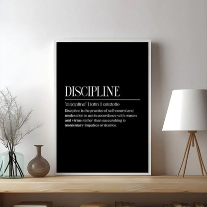 Minimalist Motivational Discipline Quote Canvas Wall Art