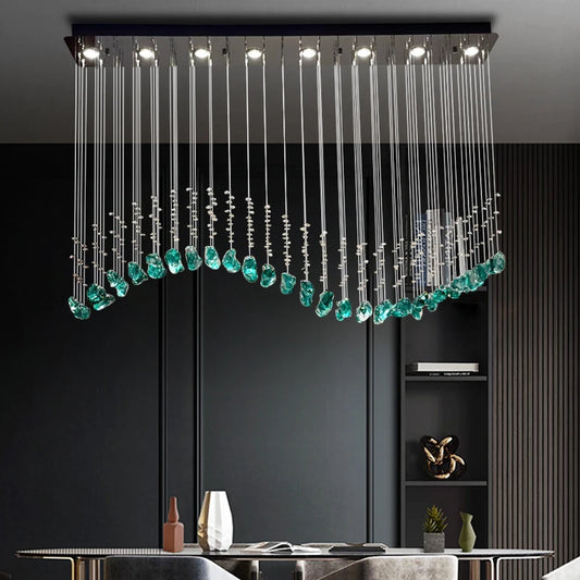 Green Stone Glass Chandelier