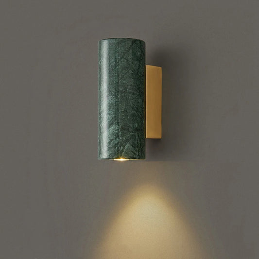 black marble wall sconce, front view on white background