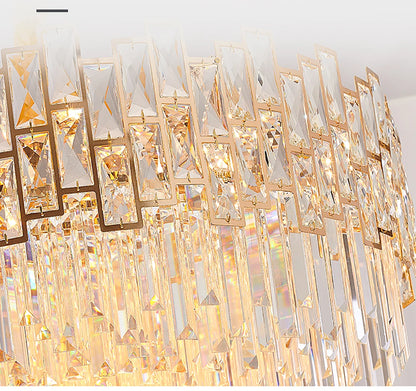 Crystal ceiling chandelier at 31.5 in (80 cm) in plated steel