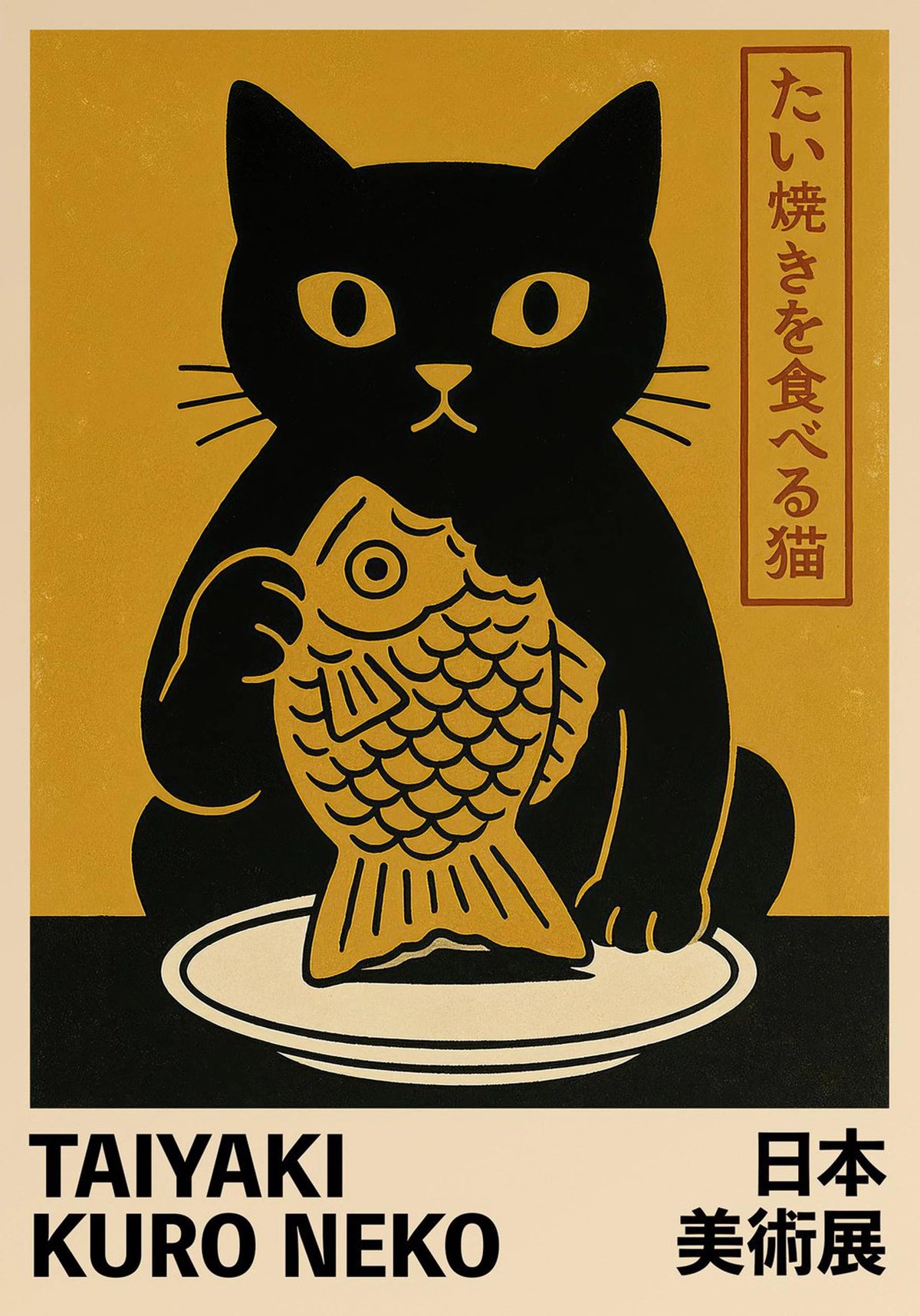 Japanese Anime Takoyaki Matcha Cat Canvas Wall Art